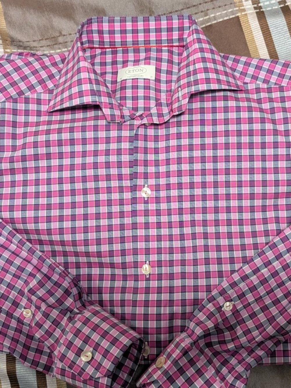 Mens Check Dress Shirt by Eton.  Size 15 Contemporary Fit